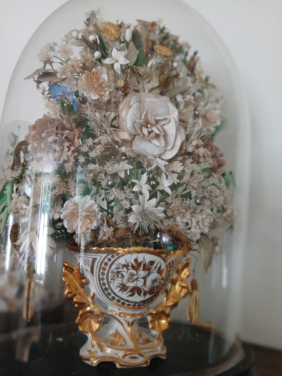 Bridal Bouquet Under A 19th Century Globe