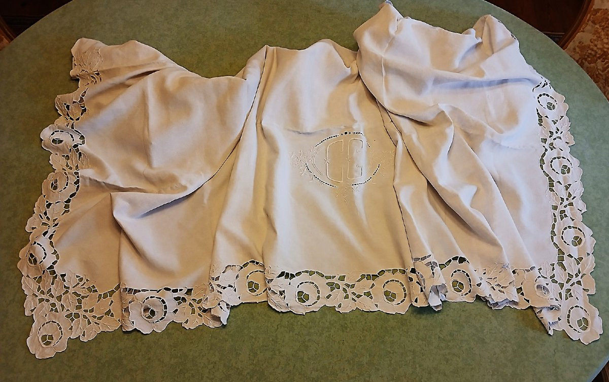 Drap brodé sur fil de lin-photo-4
