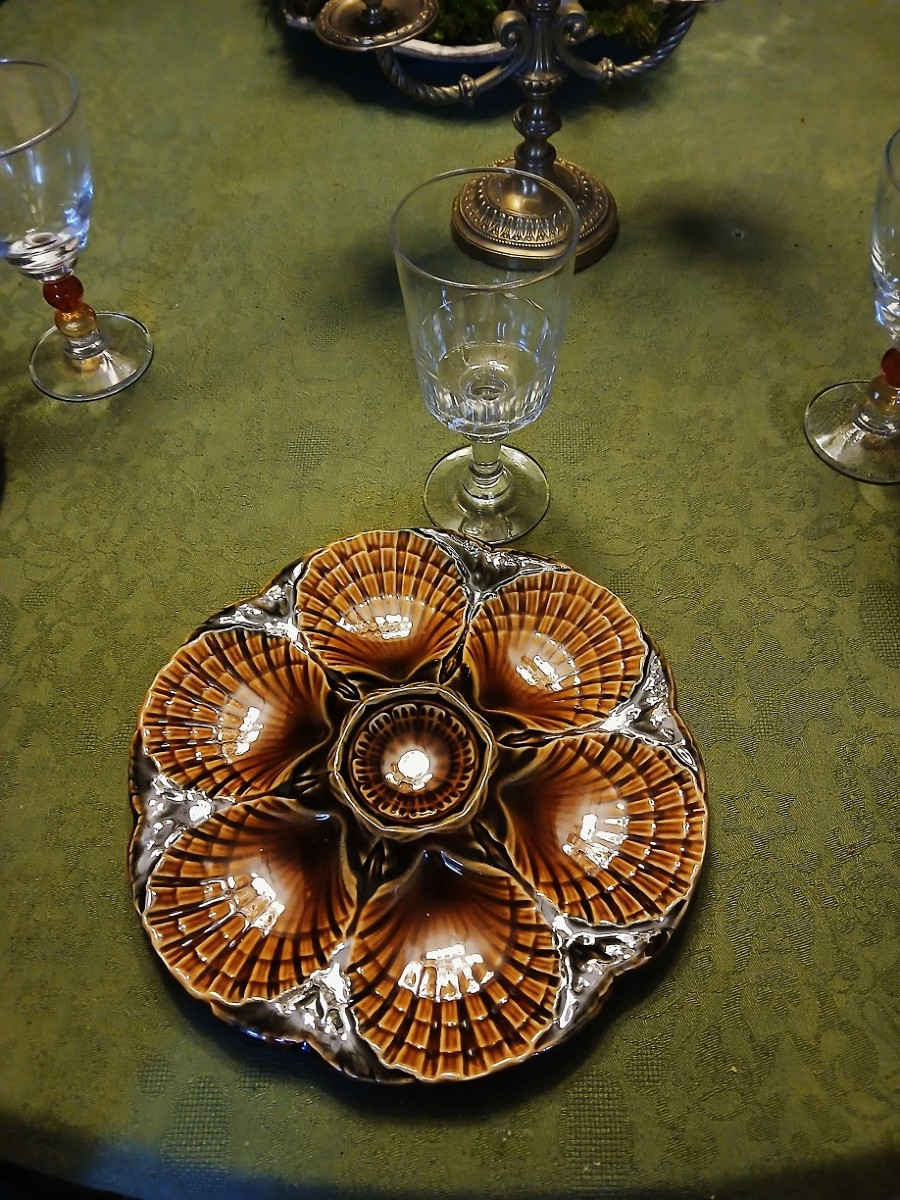 Assiettes à Huitres en Barbotine-photo-3