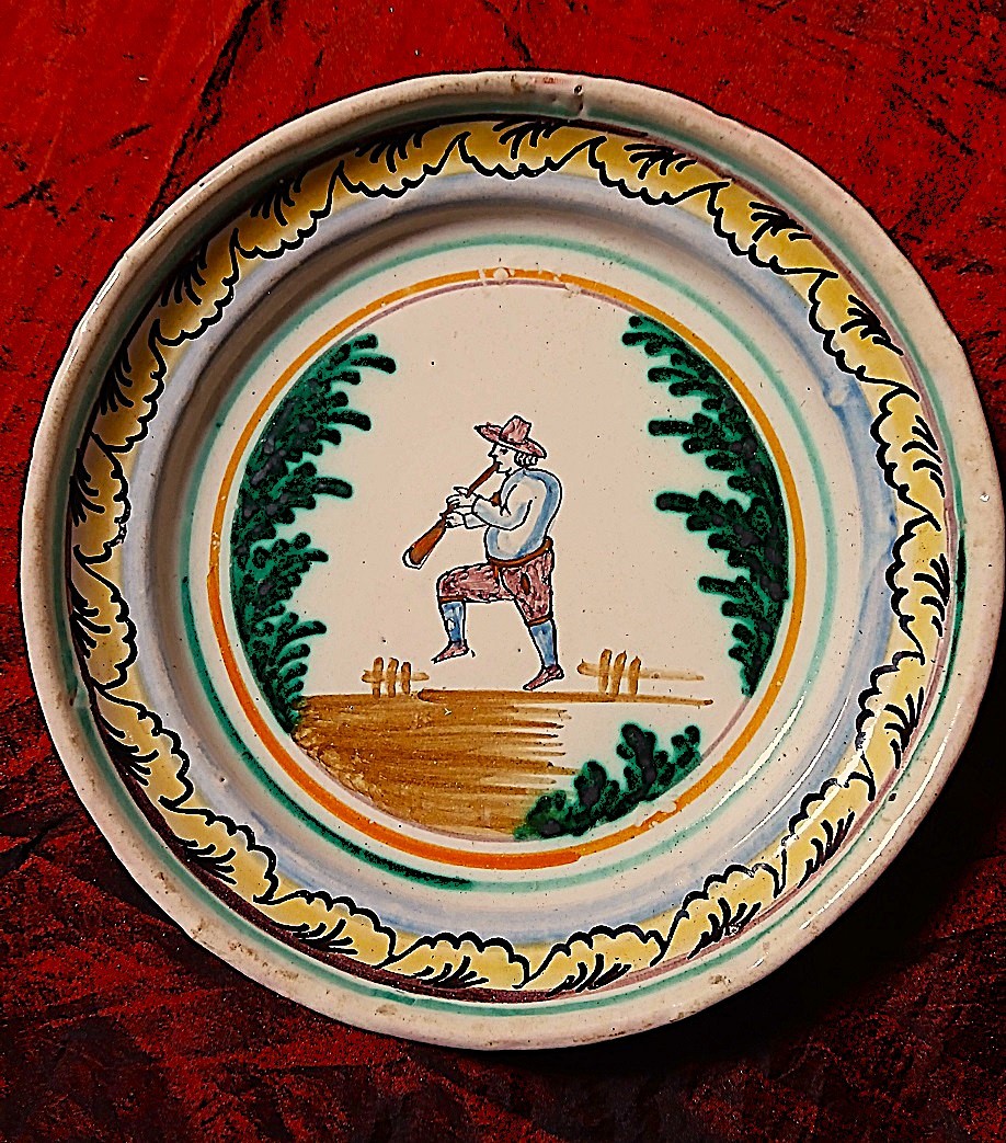 Ensemble de 5 assiettes Auxerroises fin XVIII-photo-2