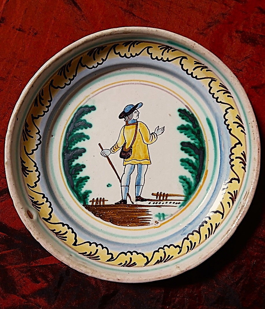 Ensemble de 5 assiettes Auxerroises fin XVIII-photo-1