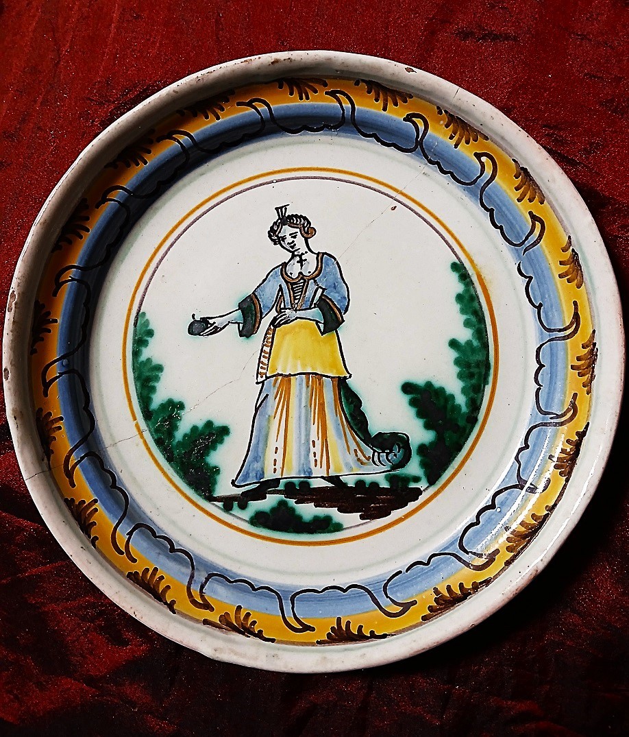 Ensemble de 5 assiettes Auxerroises fin XVIII-photo-2