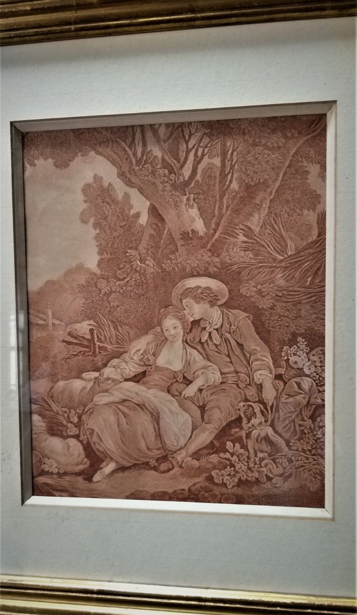 Engraving Or Print Of A Gallant Scene-photo-3