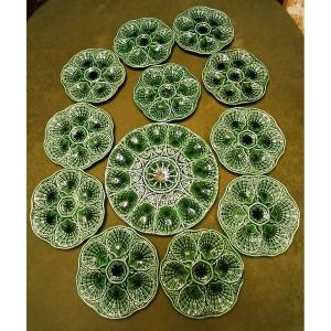 Service à Huitres en faïence de Sarreguemines