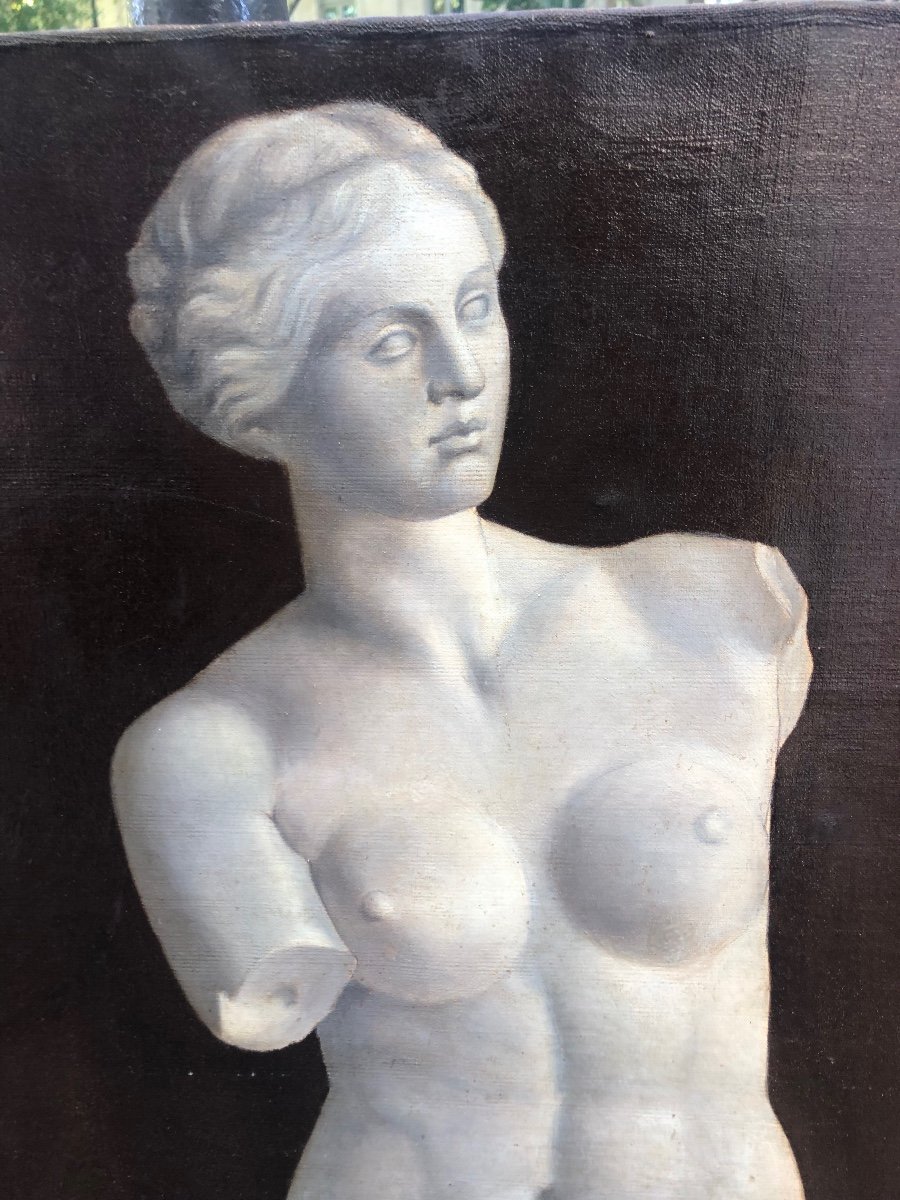 Tableau Représentant La Vénus De Milo Signé Maurice Boissier 1878. Huile Sur Toile -photo-3