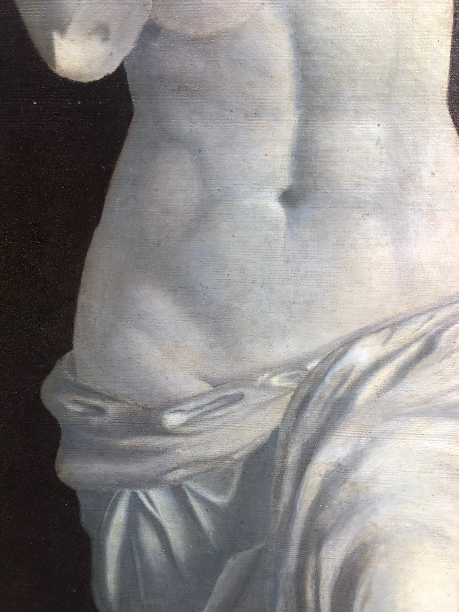 Tableau Représentant La Vénus De Milo Signé Maurice Boissier 1878. Huile Sur Toile -photo-4