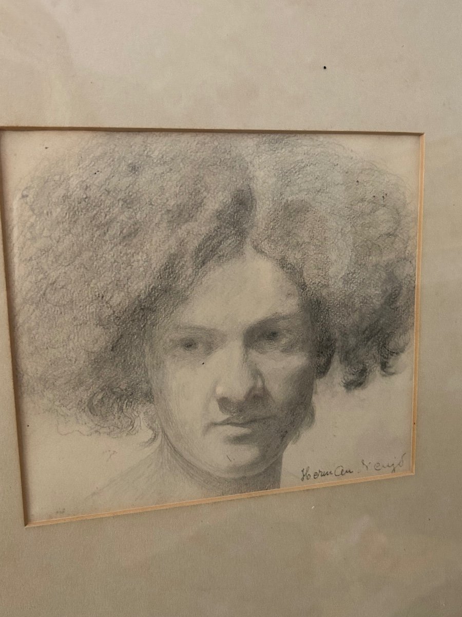 Dessin, portrait de femme  d’ Herman Neujd. Suédois 19/20 Eme-photo-4