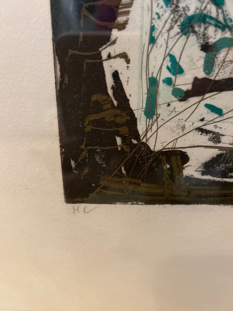 Eau-forte Jean-paul Riopelle. Canadien « les Mouches à Marier » 1985.galerie Lelong Editeur-photo-1