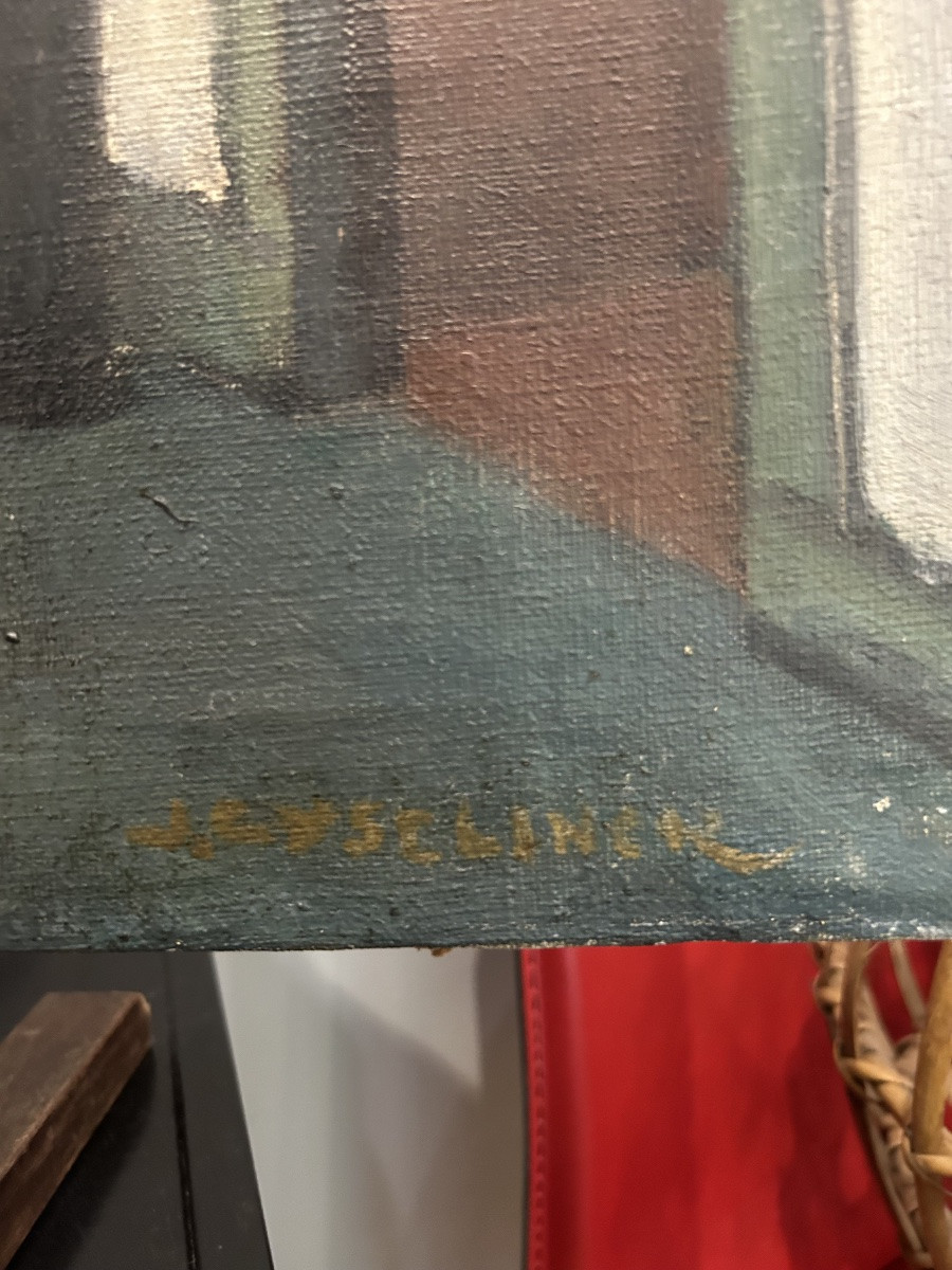 Painting. Oil On Canvas. Interior Scene. 1930/40 -photo-1