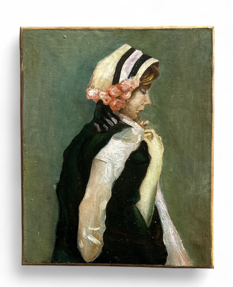 Oil On Canvas - Gaston Simoes De Fonseca - Portrait Of The Painter Edith Desternes - 1920/30