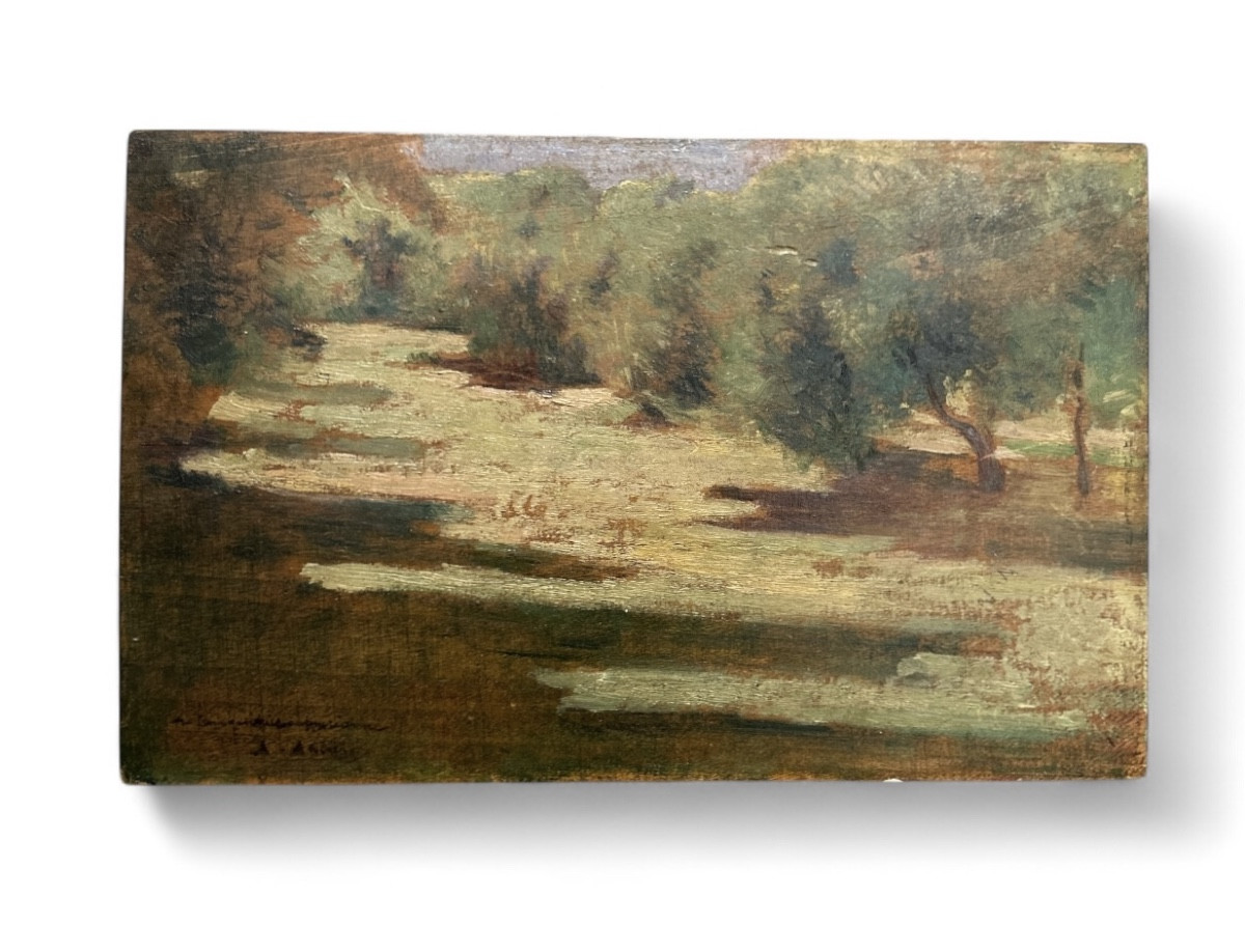 Huile sur bois - Paysage - Debut 20ème