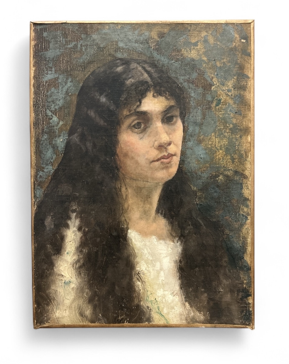 Portrait de femme du peintre Jean Aubert - Huile sur toile -  20eme