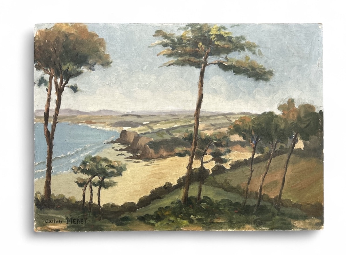 Bord de mer - paysage de Gaston Menet - 20ème - huile sur bois