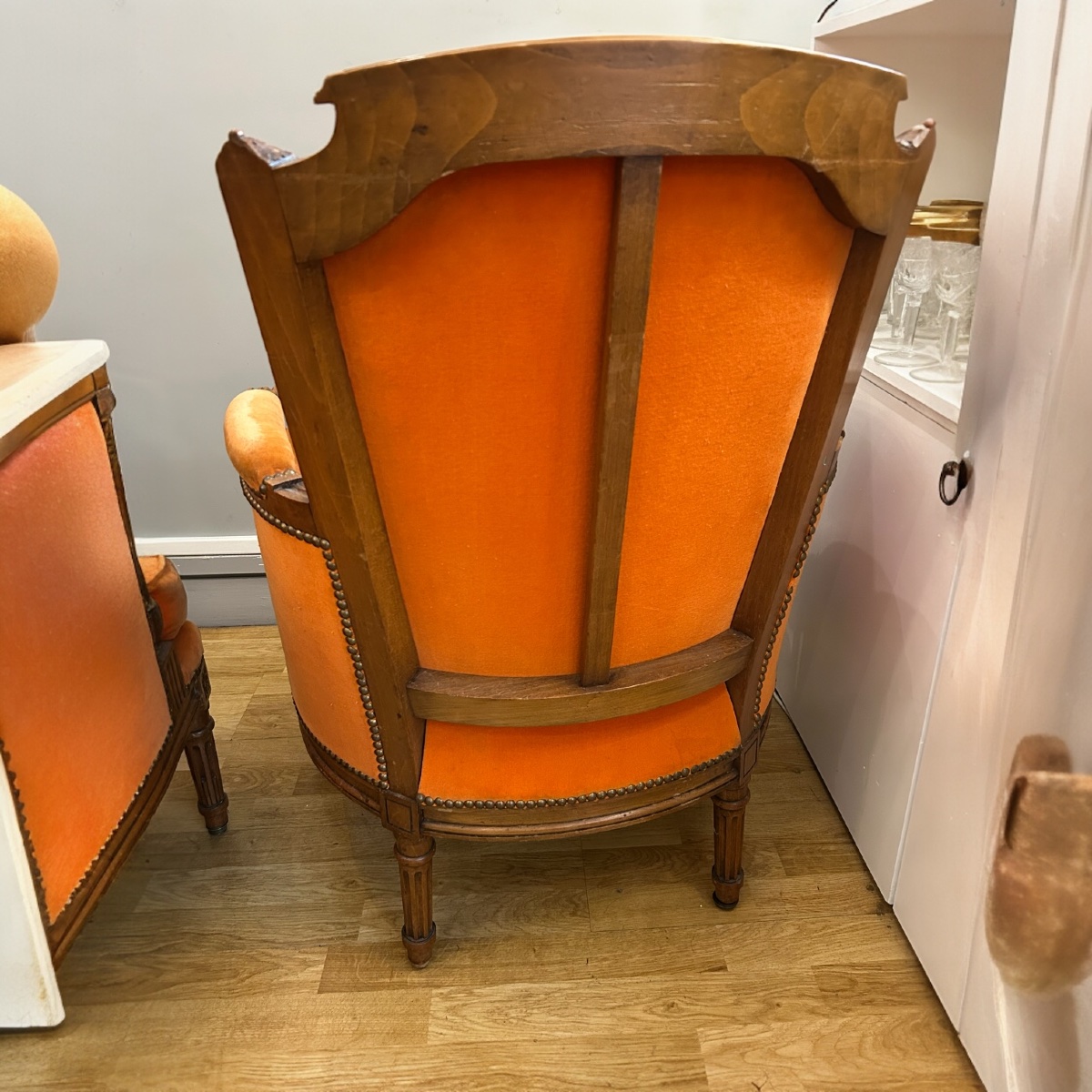 Paire de bergères style Louis XVI - début 20ème - velours-photo-3