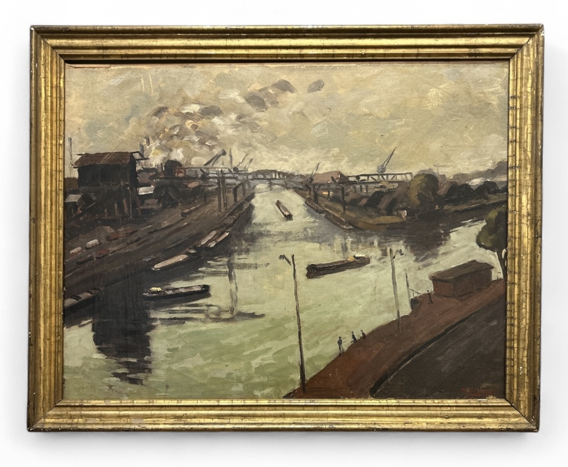 Industrial Landscape - Oil On Canvas - 20th Century - Signed Volcnaerk