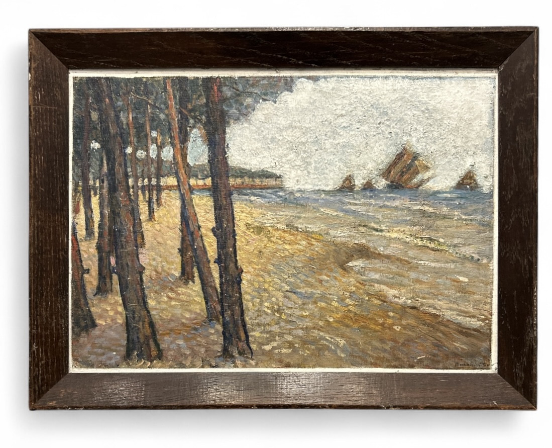 Seaside - Landscape - Oil On Wood - French