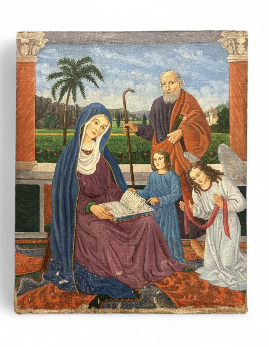 Scène religieuse - Huile sur toile marouflée sur carton - 1950