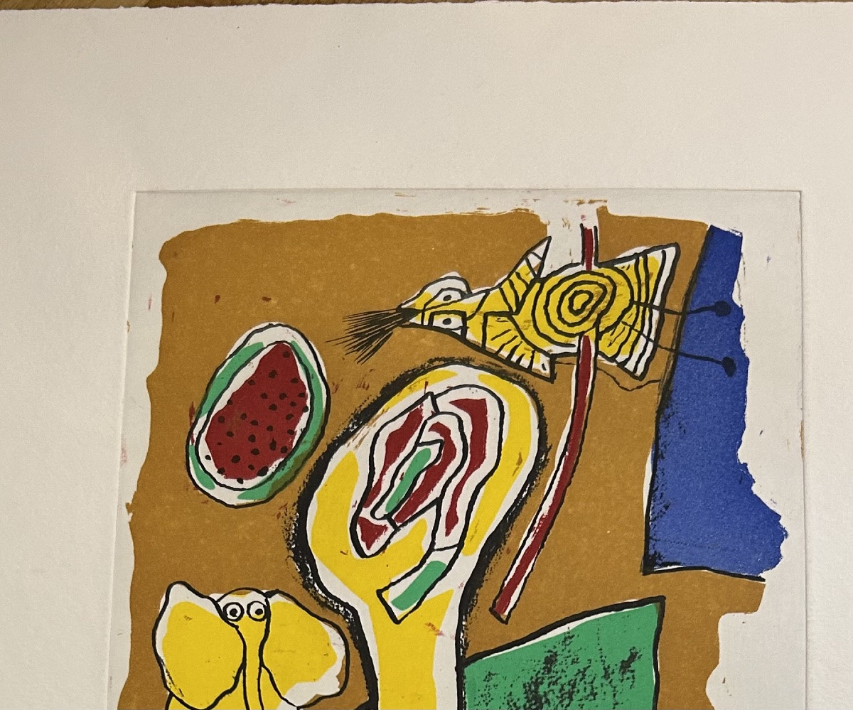 Estampe de Corneille  « tête bleue »1998 Signée -photo-3