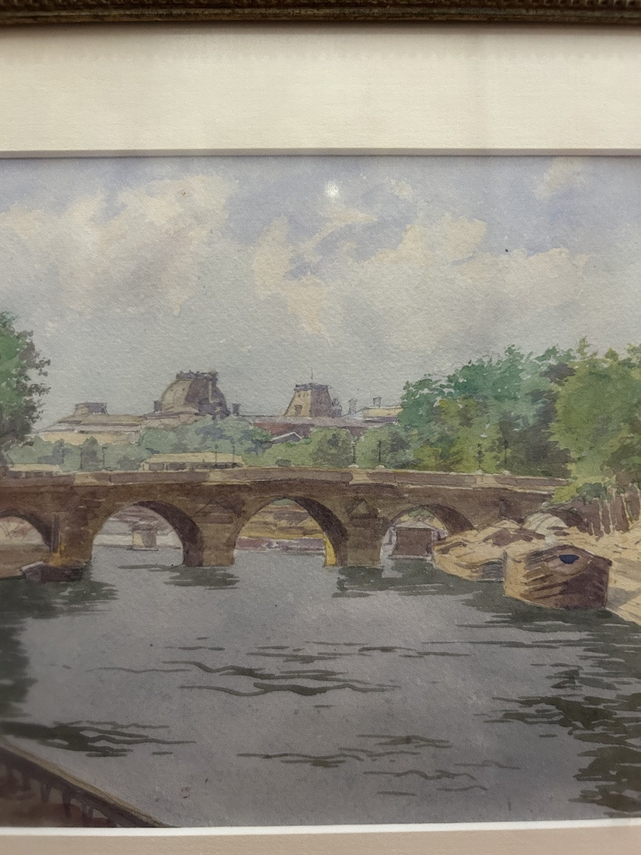 Aquarelle - Paul Grégoire (peintre français) - 20ème - vue de Paris - signé-photo-3