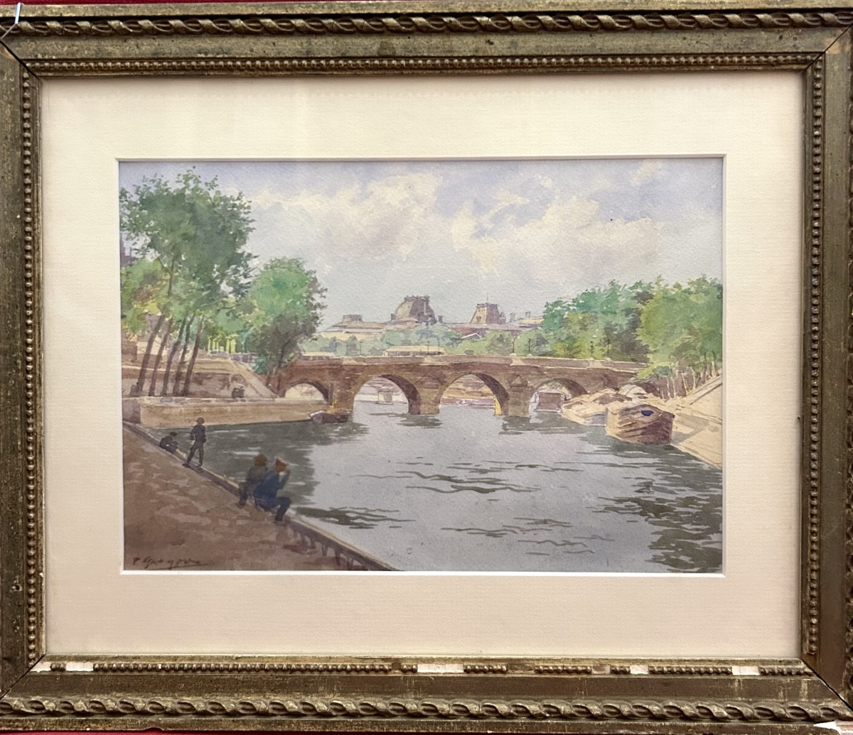 Aquarelle - Paul Grégoire (peintre français) - 20ème - vue de Paris - signé