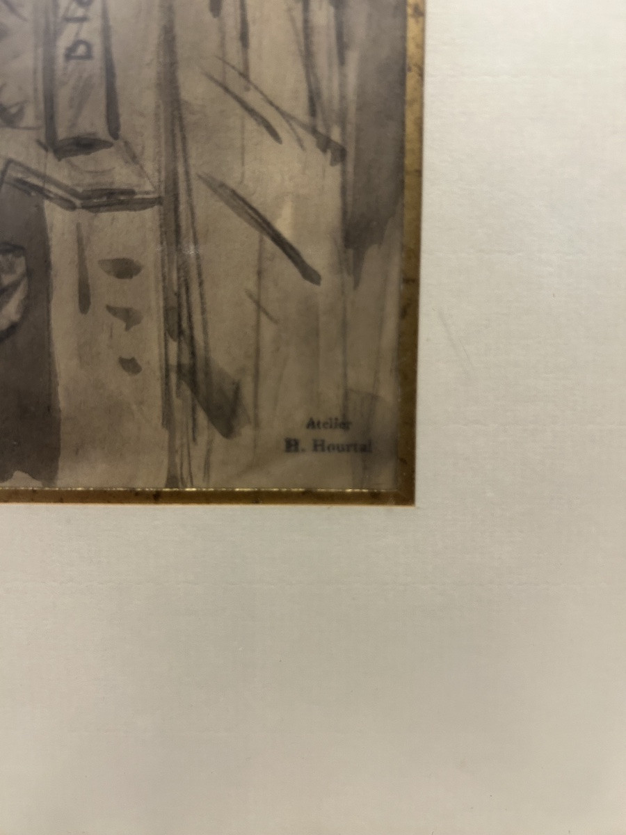 Gouache sur papier - Le Souk - Henri Hourtal ( Français) - début 20eme-photo-2
