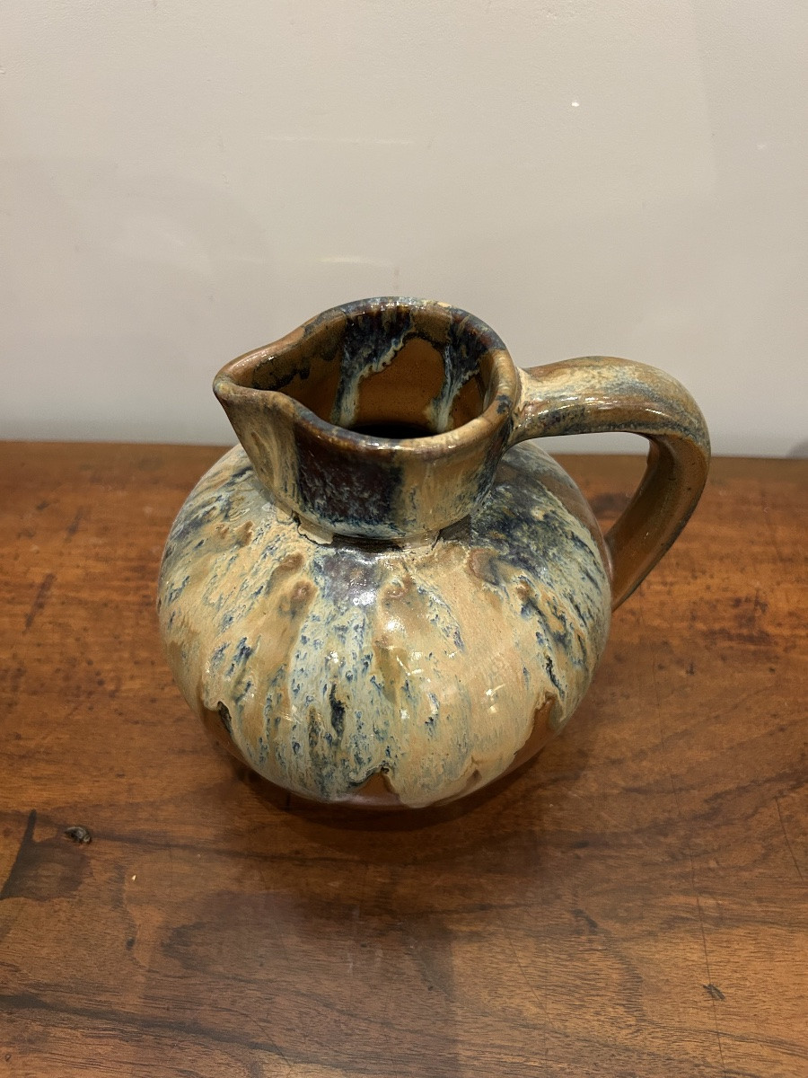 Set Of 6 Glazed Stoneware Vases And Pitchers - 20th Century-photo-3