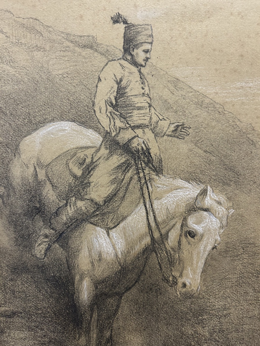 Homme à cheval - Dessin de Georges Scott (début 20ème)-photo-3