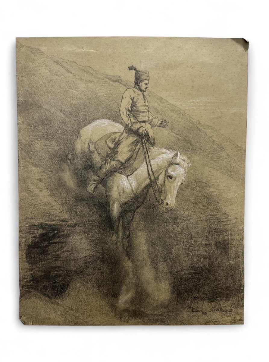 Homme à cheval - Dessin de Georges Scott (début 20ème)