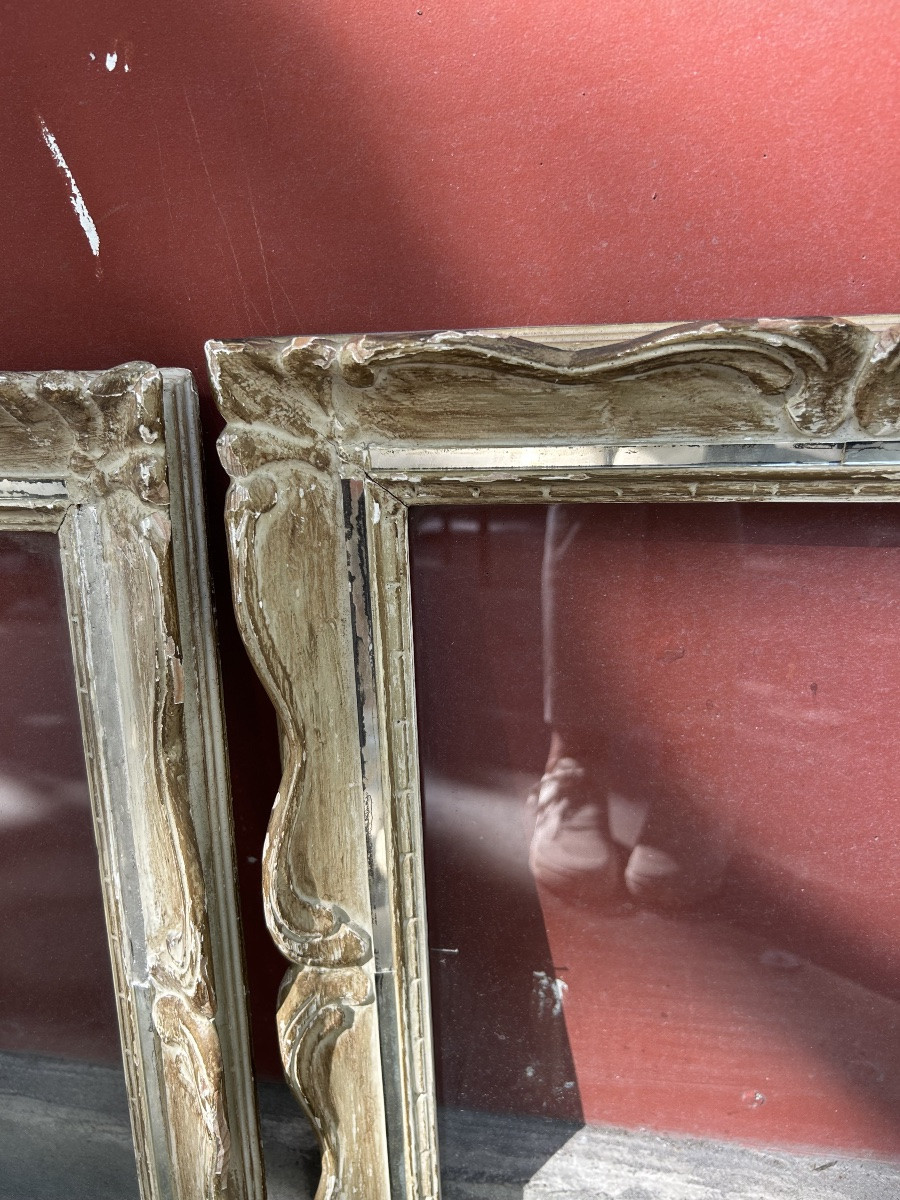Cadres 1950 - bois massif - liseret miroir vitres d’époque-photo-2