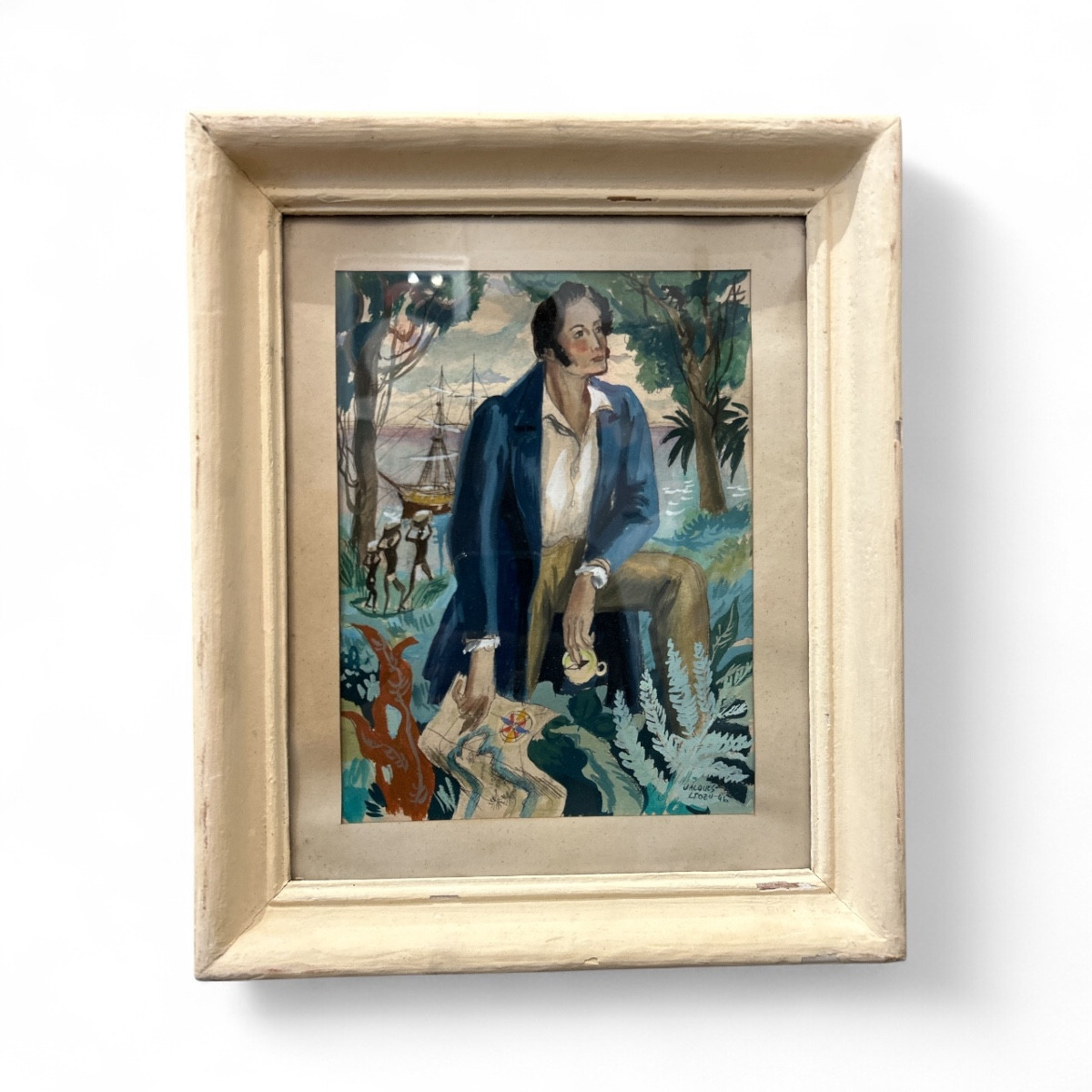 Gouache sur papier - Jacques Liozu - 1946 - L’explorateur