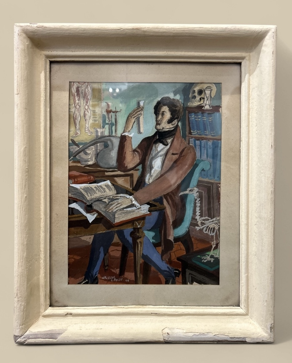 Gouache On Paper - Jacques Liozu - 1946 - The Scientist