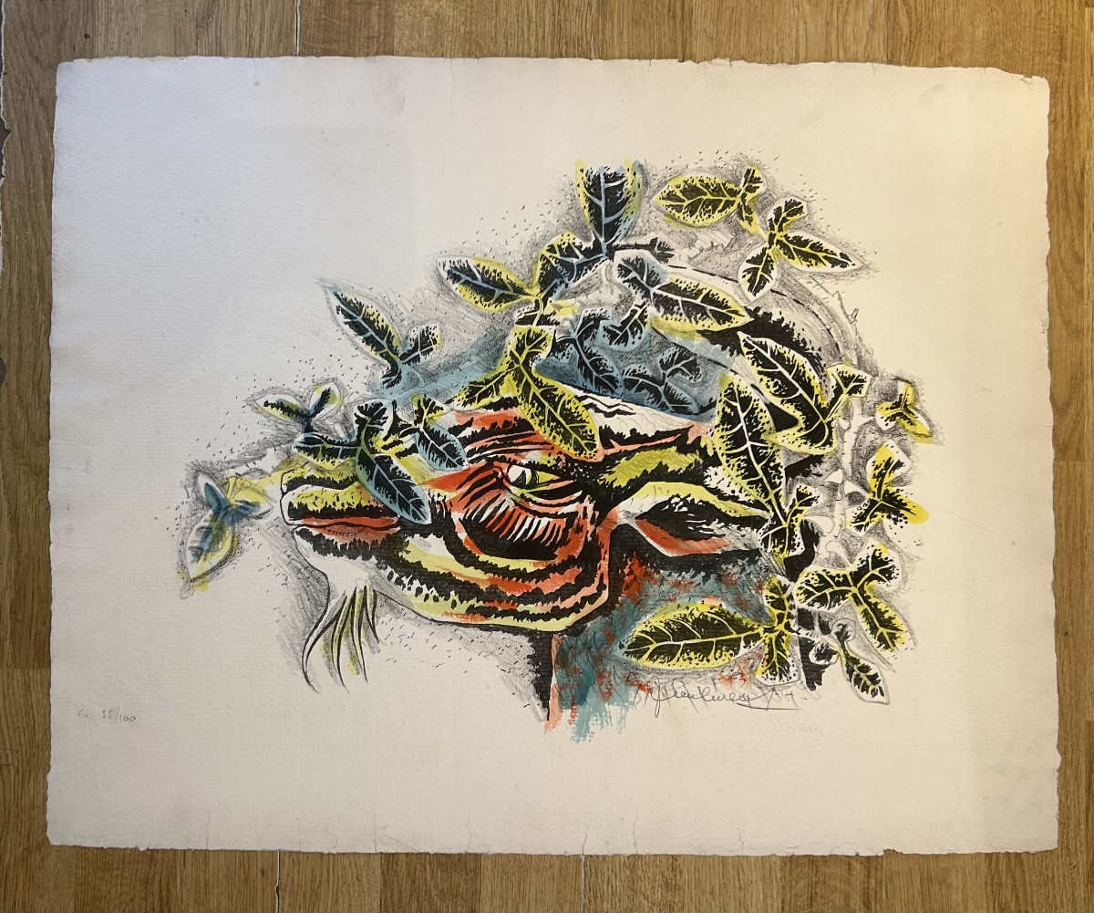 Jean Lurçat Lithographie originale  «  La Bouc et la Nuit » 1950