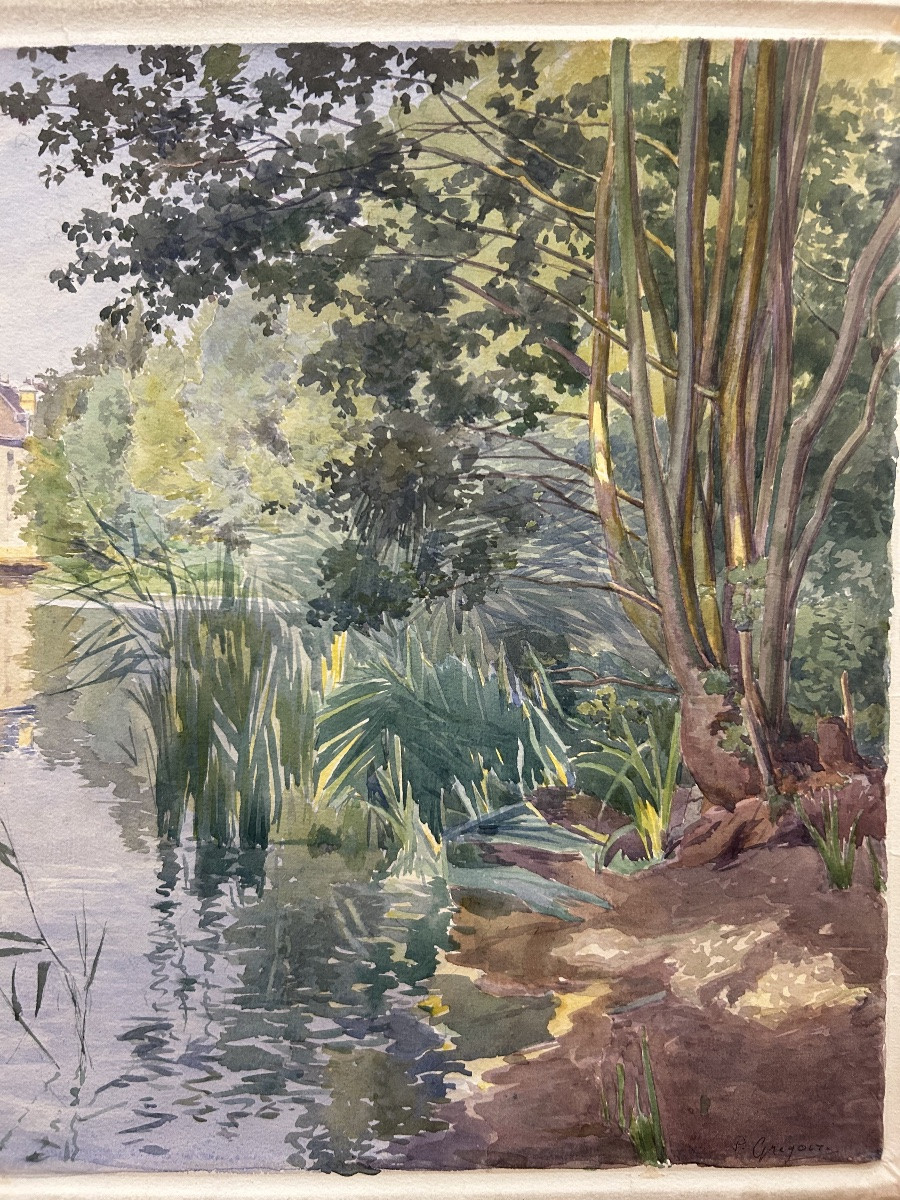 Watercolor French Painter Paul Grégoire 20th Century Landscape-photo-3