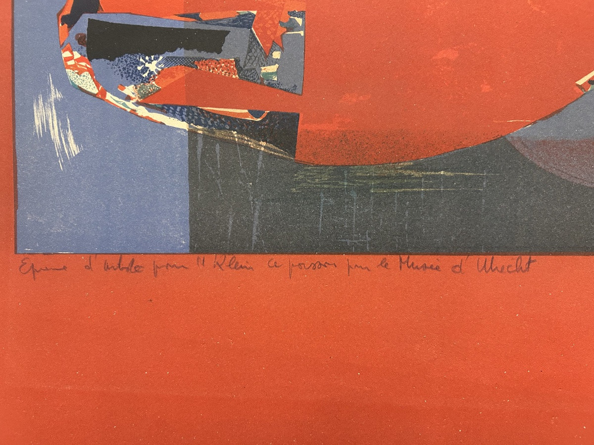 Roger Bezombes 1968 Lithographie « Poisson qui relie New York à Paris » -photo-3