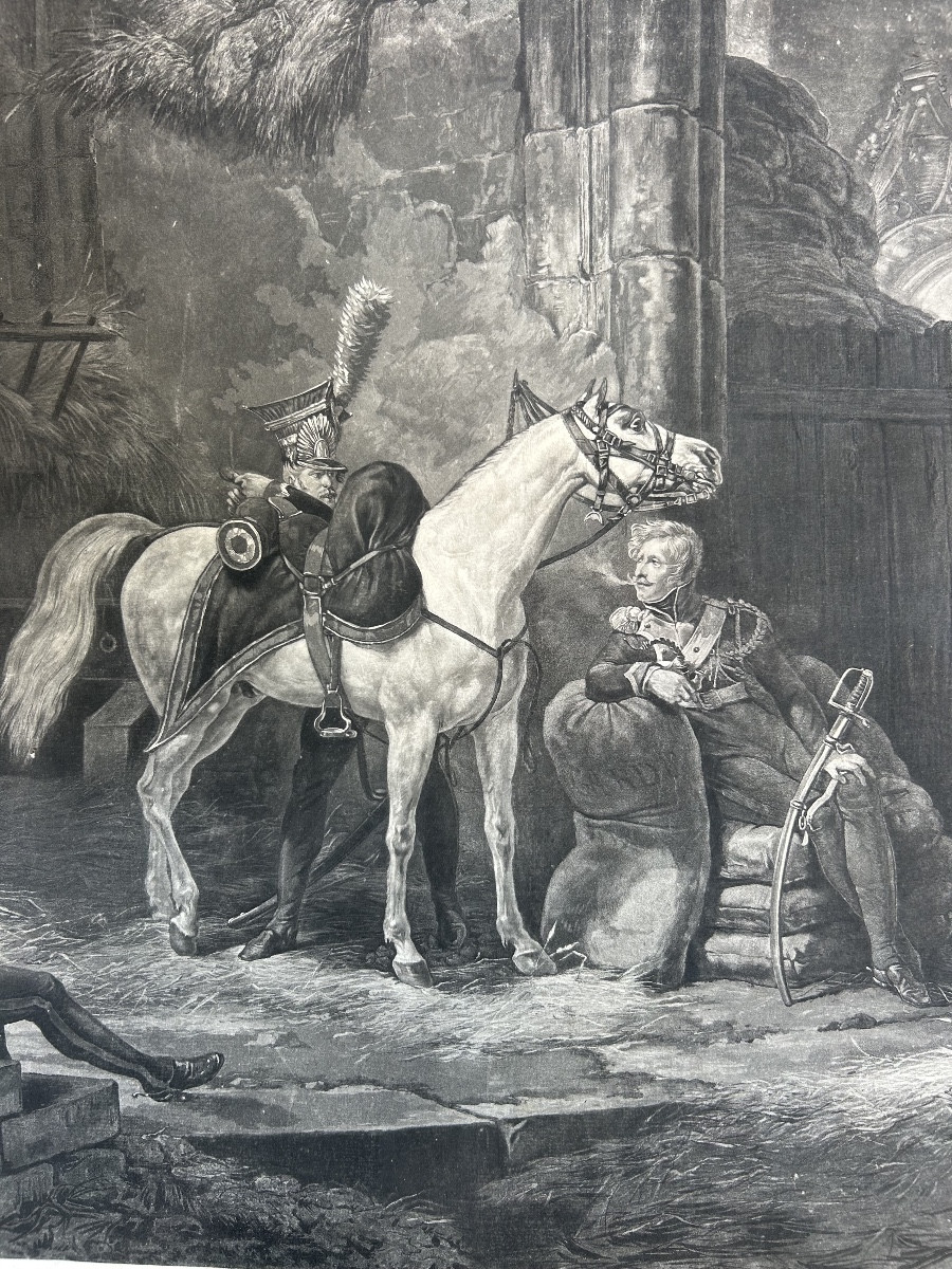 Horace Vernet - French Engraver - Print Polish Lancers In Cantonment - 19th-photo-1