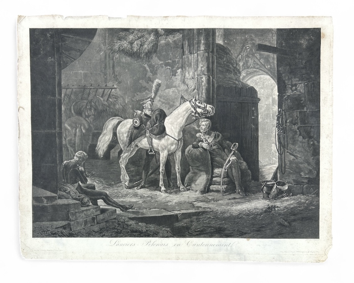 Horace Vernet - French Engraver - Print Polish Lancers In Cantonment - 19th