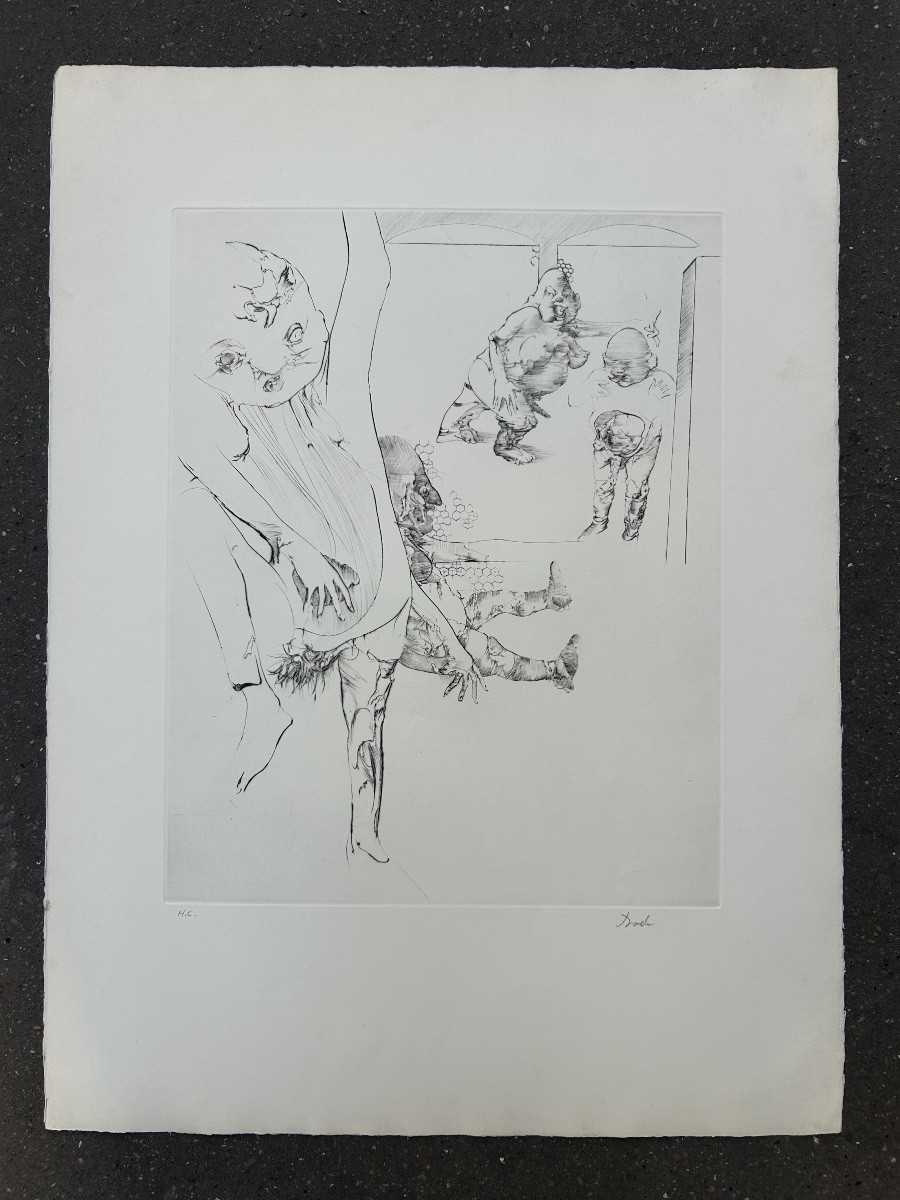 Dado - 20th - 1973 - Drypoint "rhinoceros 1" Hc - 75 Copies-photo-2