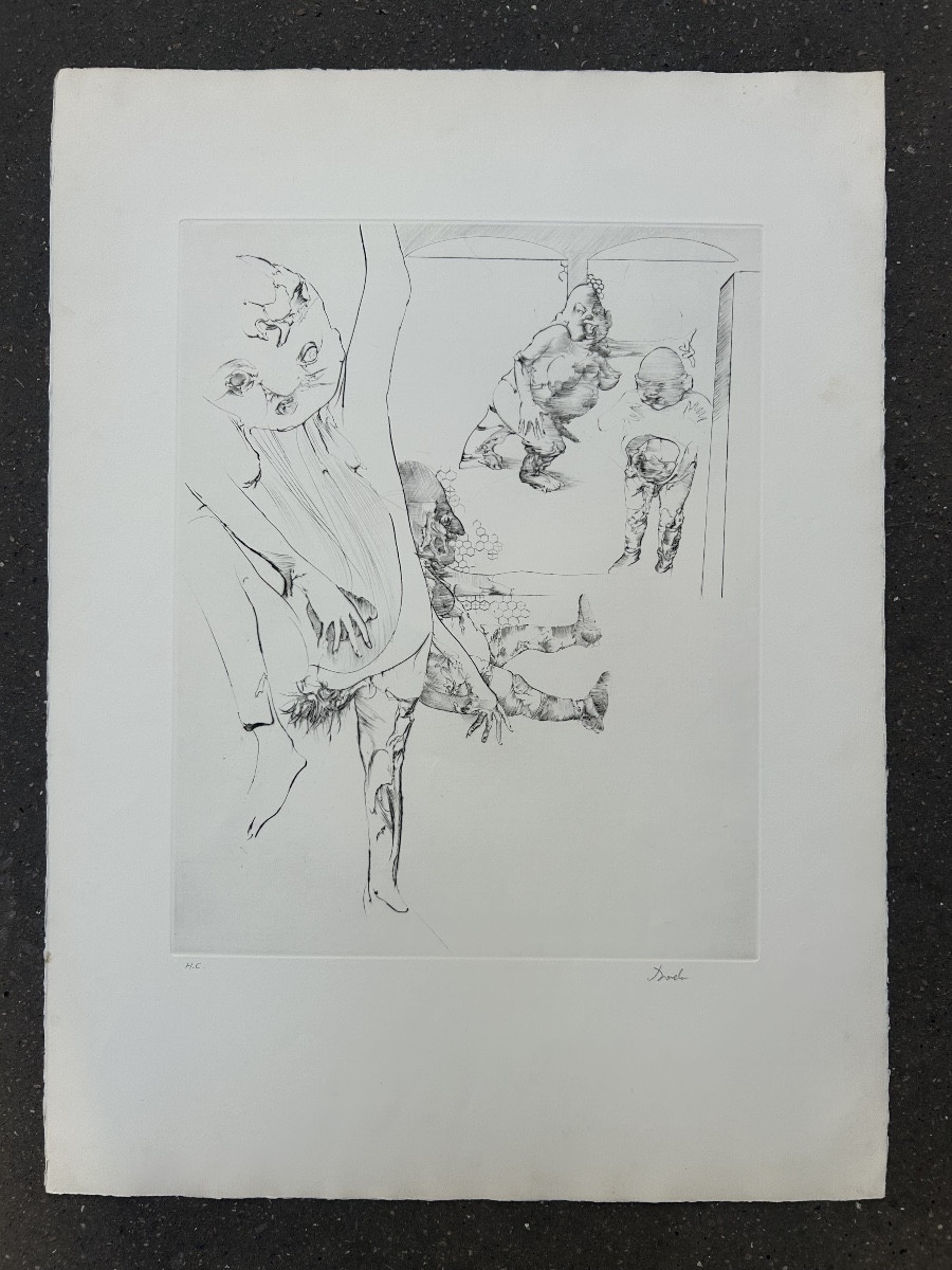 Dado - 20th - 1973 - Drypoint "rhinoceros 1" Hc - 75 Copies
