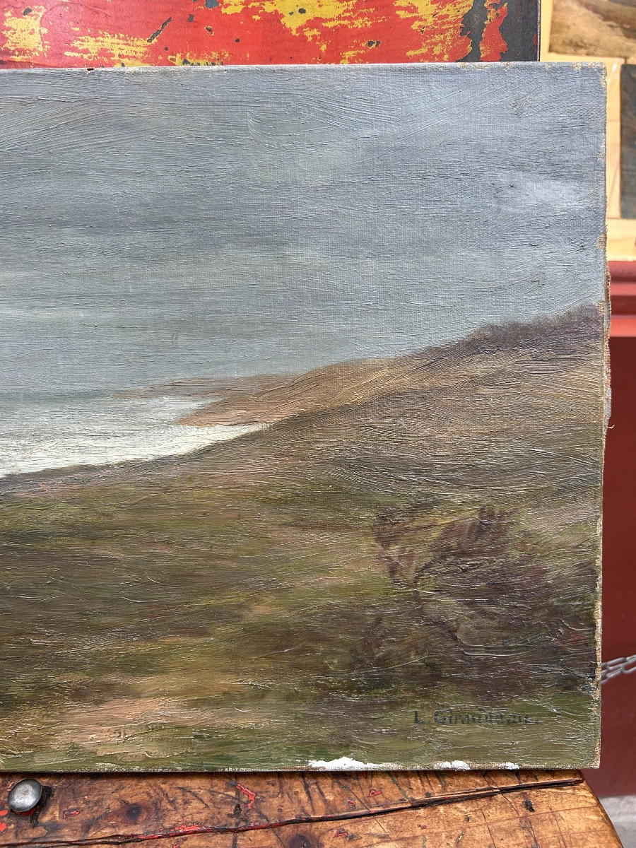 L. Girandeau - 20ème - paysage bord de mer - huile sur toile-photo-3