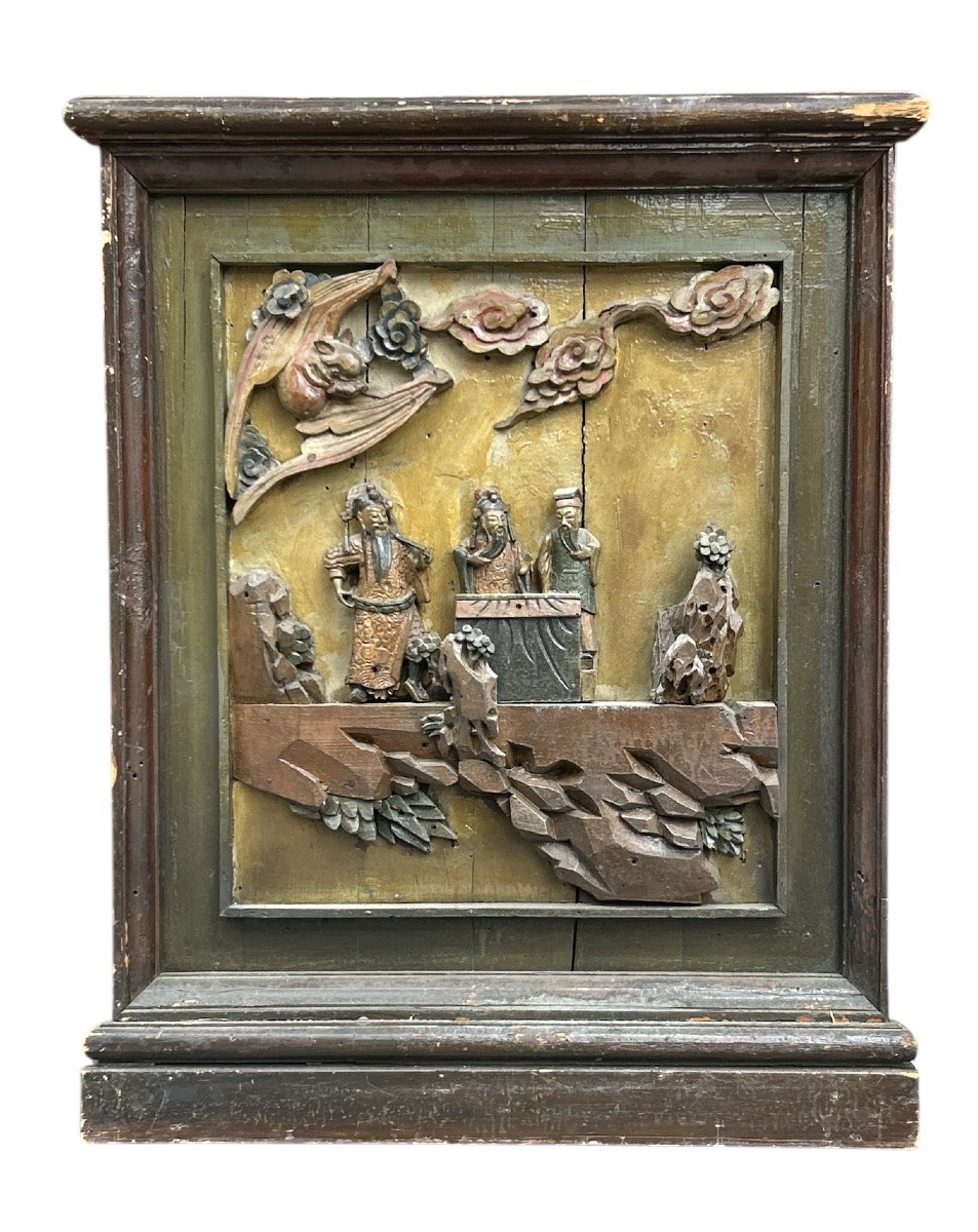 Panneaux en bois sculpté chinois - 19eme -  art asiatique-photo-2