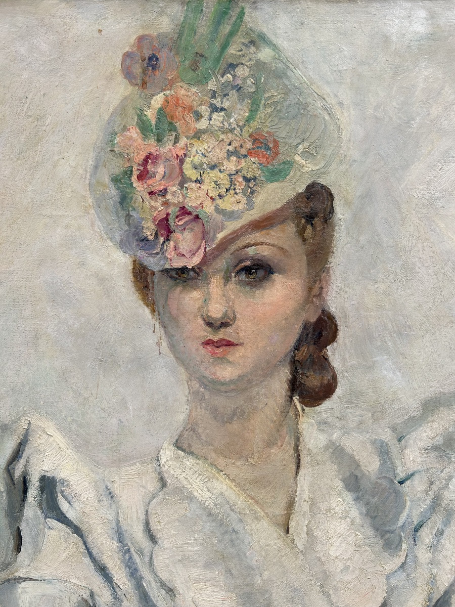 Lucienne Capdevielle - 20ème - portrait d’Yvonne Printemps - Huile sur toile-photo-2