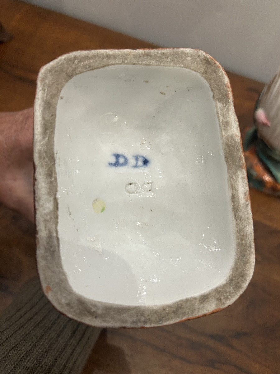 Pair Of Porcelain Vases - Old Paris - Early 20th Century - Barbotine With Floral Decoration -photo-3