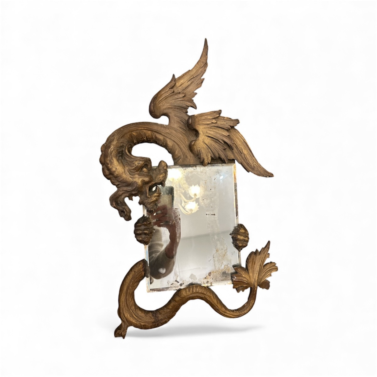 Miroir Miroir dragon fin XIXe, bois sculpté, style japonisant, attribué à Gabriel Viardot-photo-2