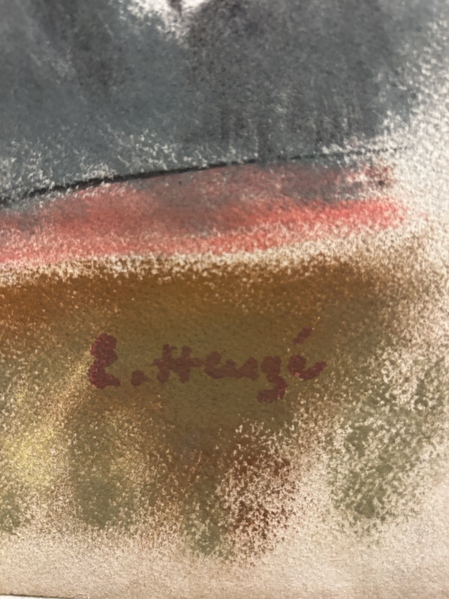 Nude Woman, Watercolor By Edmond Heuzé. 20th Century French Painter -photo-2