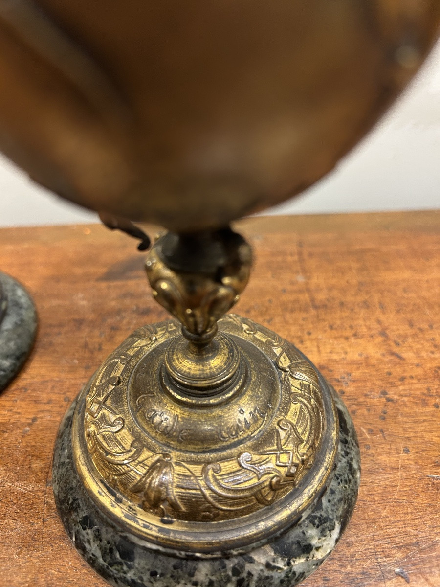 Paire de cassolettes en bronze à décor d’insectes du sculpteur Auguste Nicolas Cain 19ème-photo-2