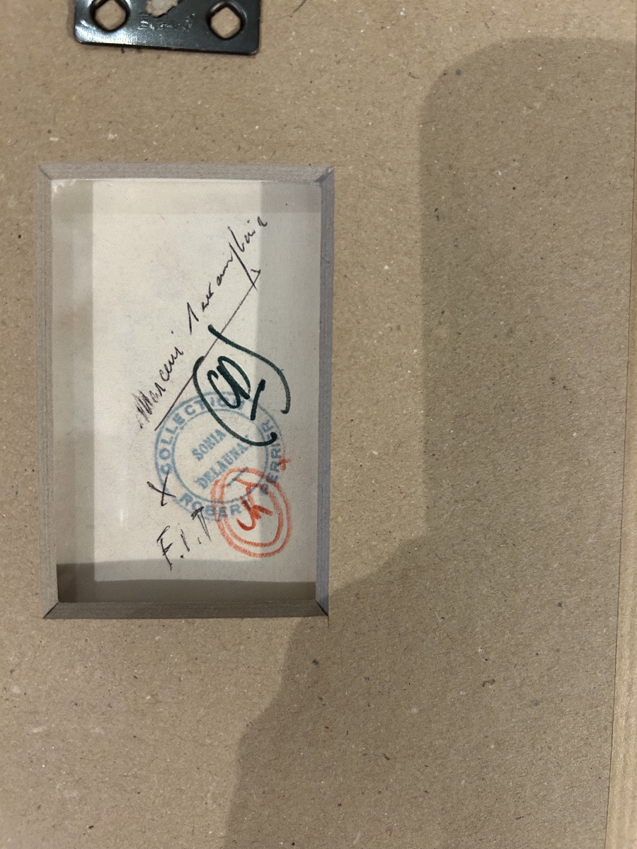 Projet de textile de Sonia Delaunay Gouache.  Collection Robert Perrier   Cachet au dos-photo-2