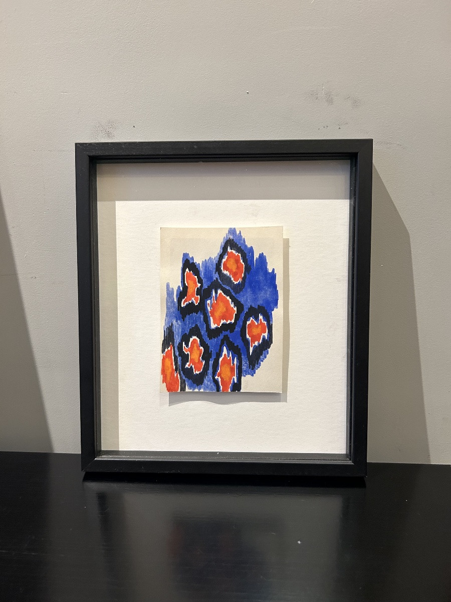 Projet de textile de Sonia Delaunay Gouache.  Collection Robert Perrier   Cachet au dos-photo-4