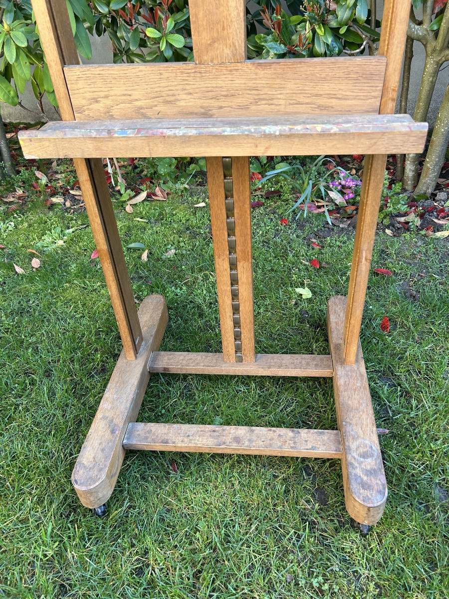 20th Century Solid Wood Rack And Pinion Painter's Easel -photo-2