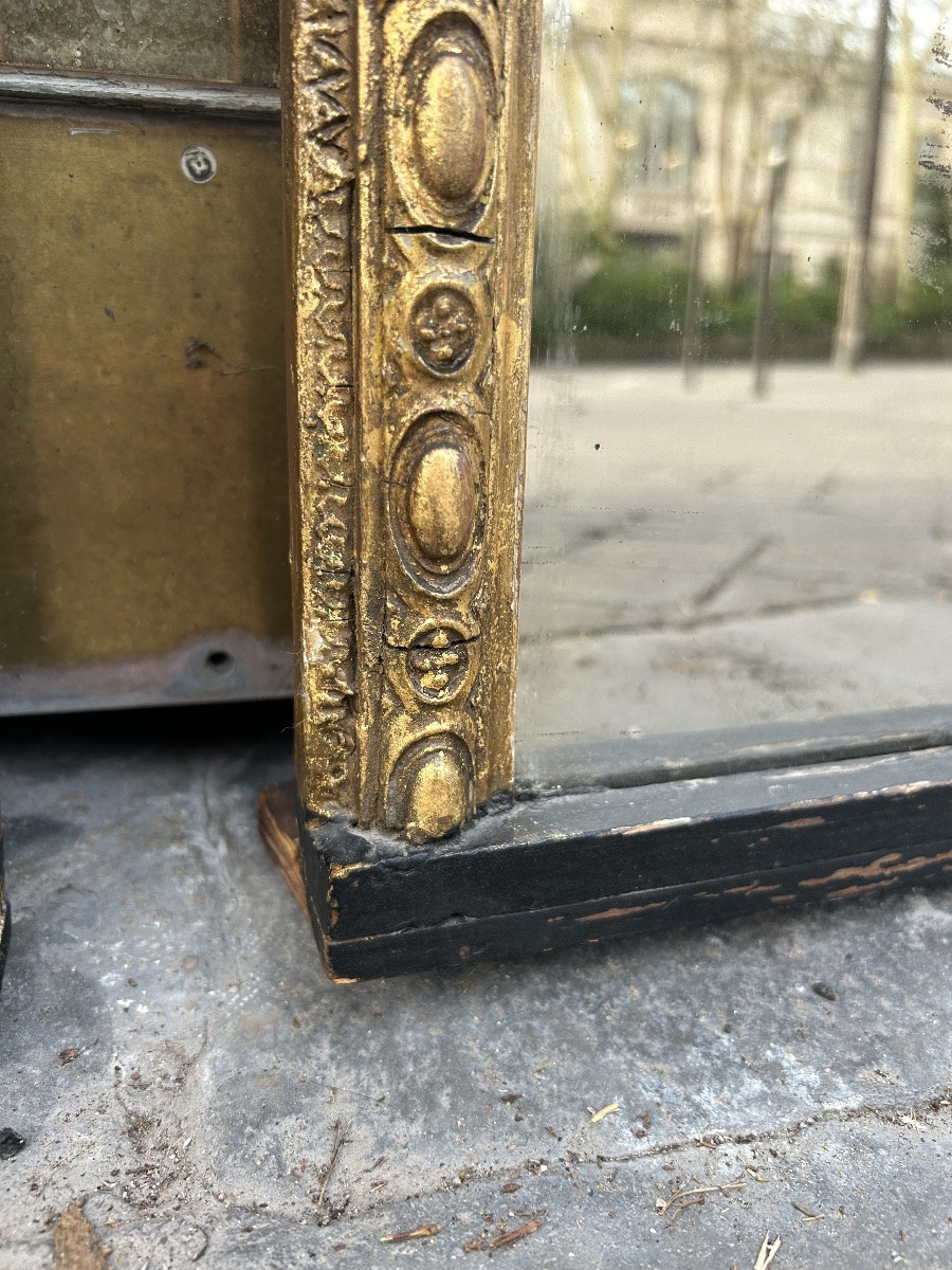 Paire de trumeaux 18ème en bois doré Miroir au mercure-photo-4