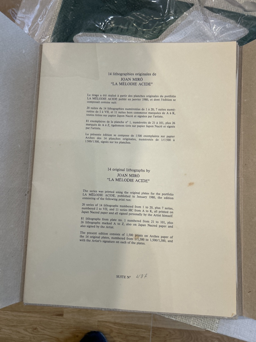 Porte folio « La mélodie acide de Joan Miró publié en 1980. 14 lithographies originales-photo-4